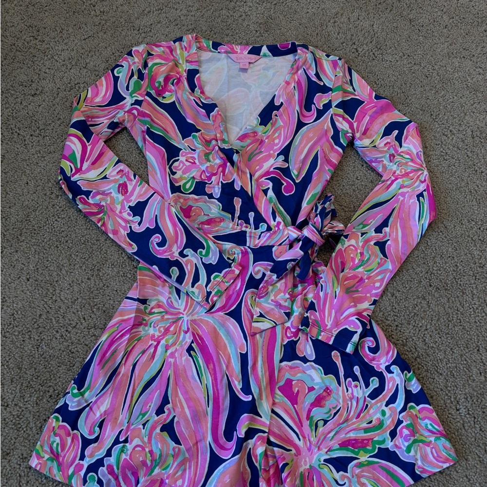 Lilly Pulitzer Pink, Navy & Green Floral Top